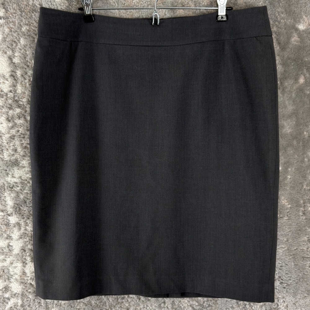 Nine West Size‎ 14 Minimalist Preppy Stretch Midi Pencil Skirt Black Zip Lined